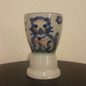 M.A. HADLEY DOUBLE EGG CUP COUNTRY SCENE KITTY CAT